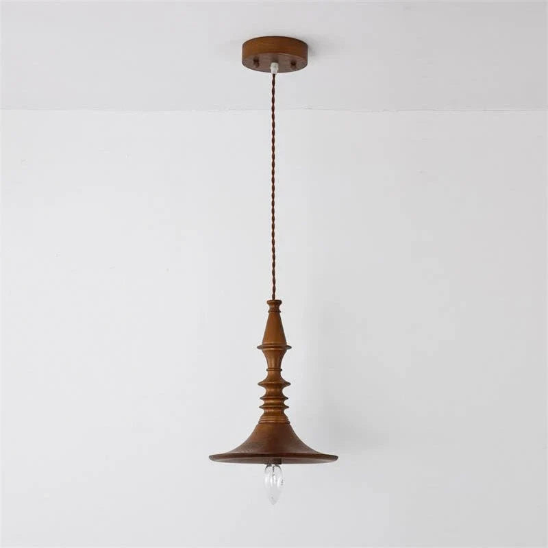 Spindle Pendant Light in walnut for Kitchen Island by AUVIELIGHT, Model C: D 23cm x H 30cm / ∅ 9.1″ x H 11.8″ / Walnut color