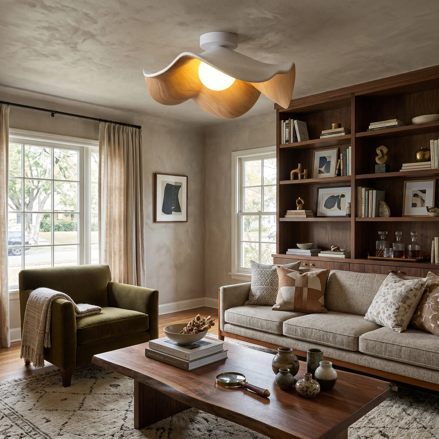 Wavy Lotus Flush Mount for Low Ceilings by AUVIELIGHT