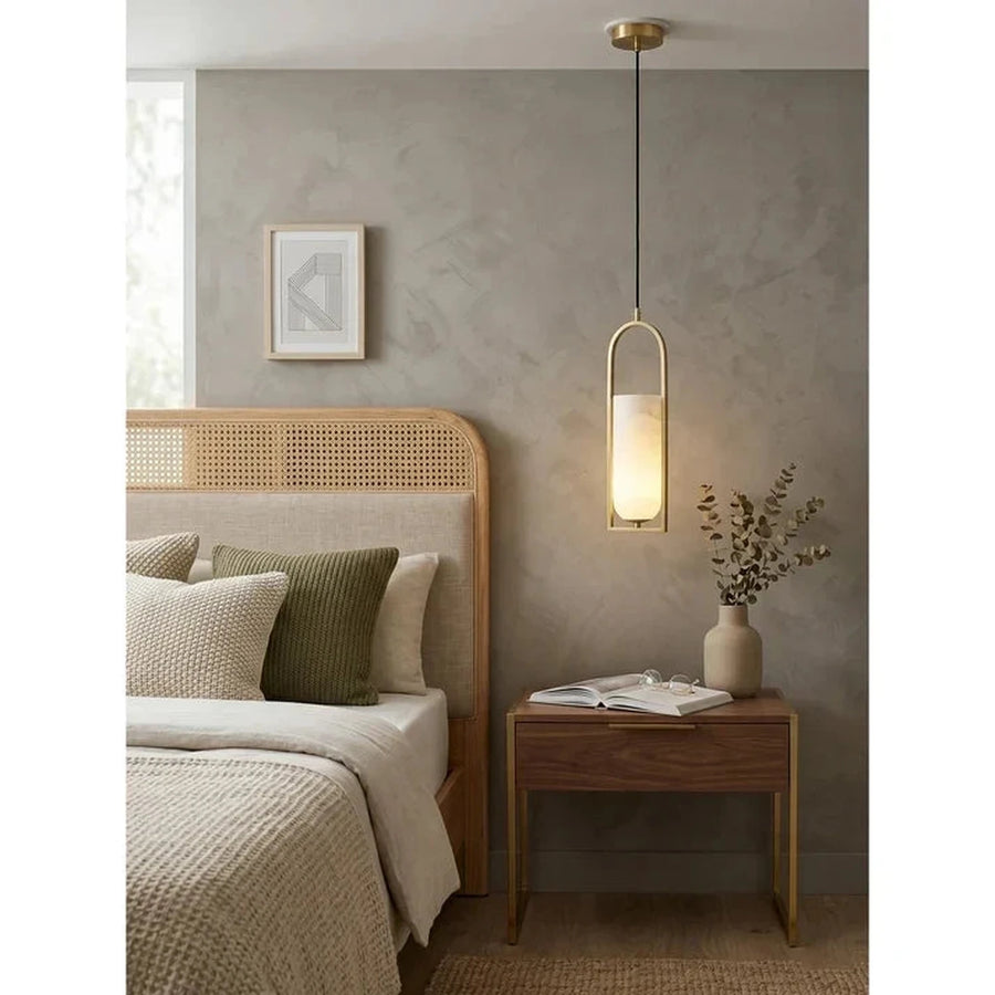Arched Pendant Light in alabaster for Kitchen Island by AUVIELIGHT