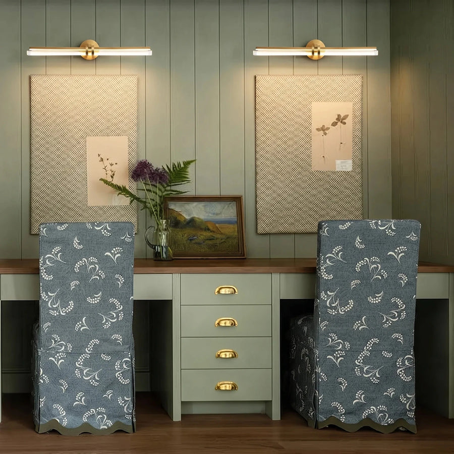 Architectural Vanity Light in brushed brass for Bathroom by AUVIELIGHT