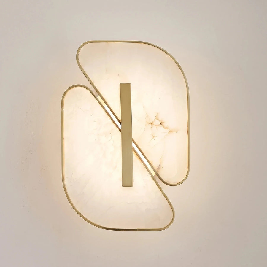 Backlit Curved Wall Sconce in alabaster for Hallway light fixture by AUVIELIGHT, ∅ 11.2 x H 7.5 / ∅ 28CM x H 19CM / gold / Warm White