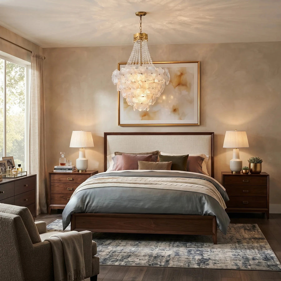 French Crown Petal Chandelier in brass for Dining Room by AUVIELIGHT