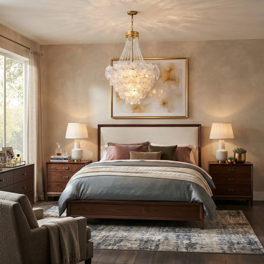 French Crown Petal Chandelier in brass for Dining Room by AUVIELIGHT