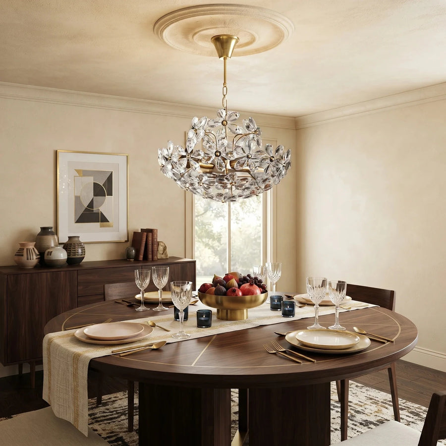 French Flower Basket Chandelier in crystal for Dining Room light fixture by AUVIELIGHT