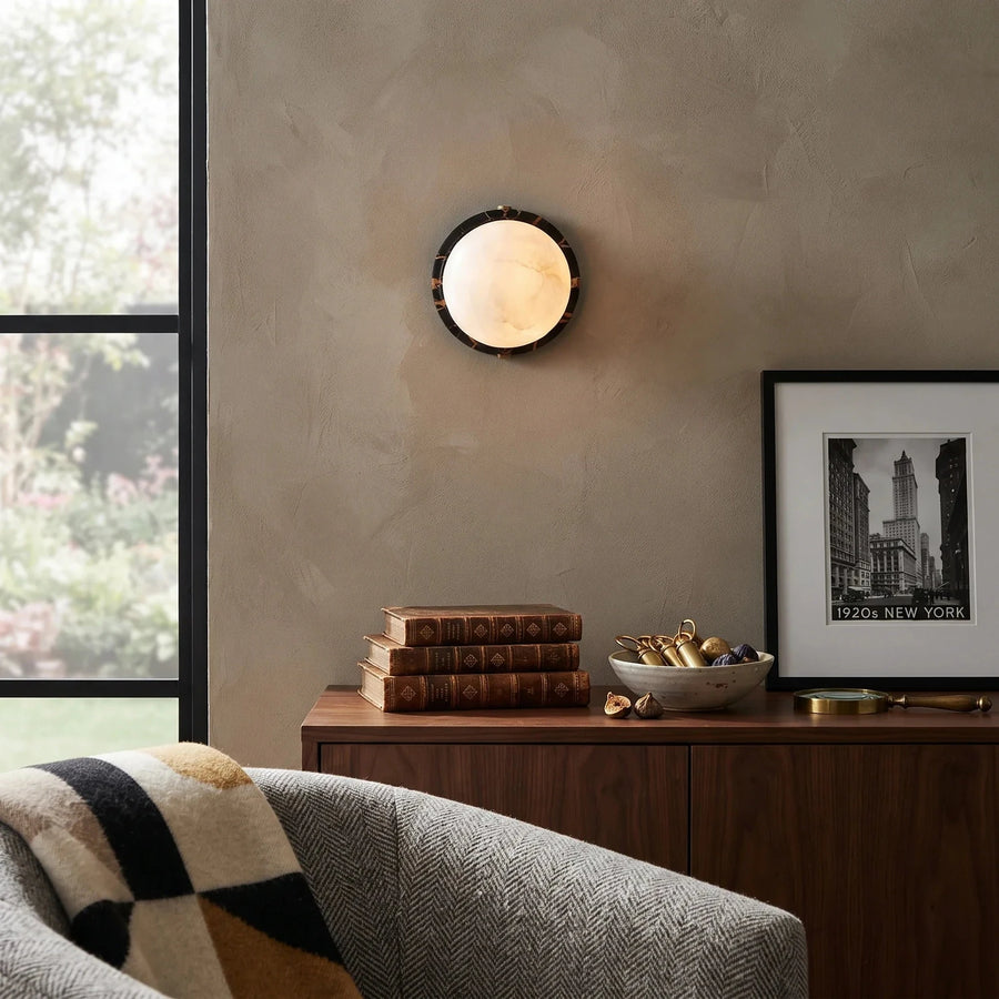 Globe Wall Sconce in alabaster for Hallway light fixture by AUVIELIGHT