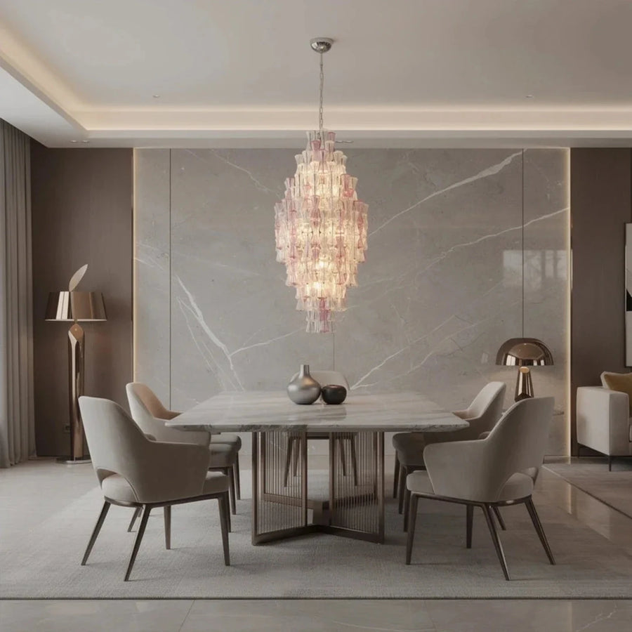 Luminous Prism Cascade Pendant Light in rose for Dining Room by AUVIELIGHT