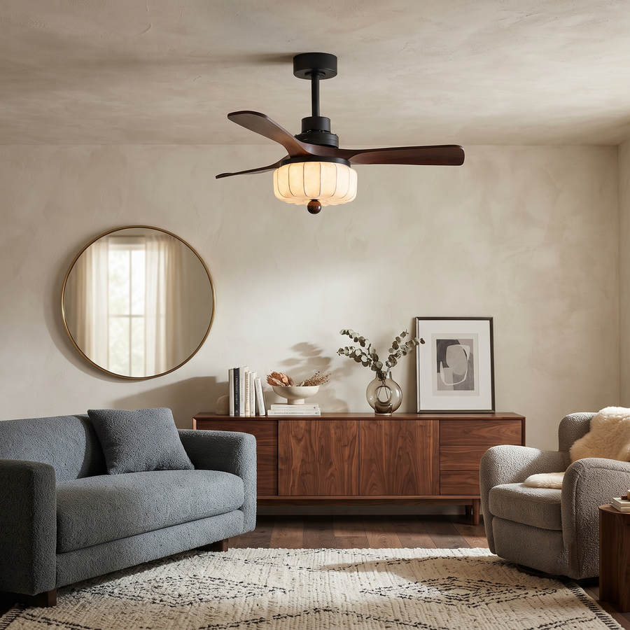 Modern Ceiling Fan Light in walnut for Living Room by AUVIELIGHT