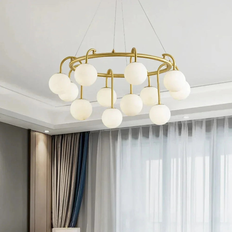 Modern Globe Chandelier in alabaster for Dining Room by AUVIELIGHT