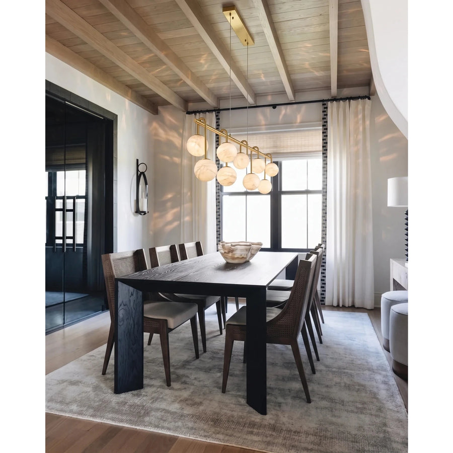 Modern Linear Globe Chandelier in alabaster for Dining Room by AUVIELIGHT