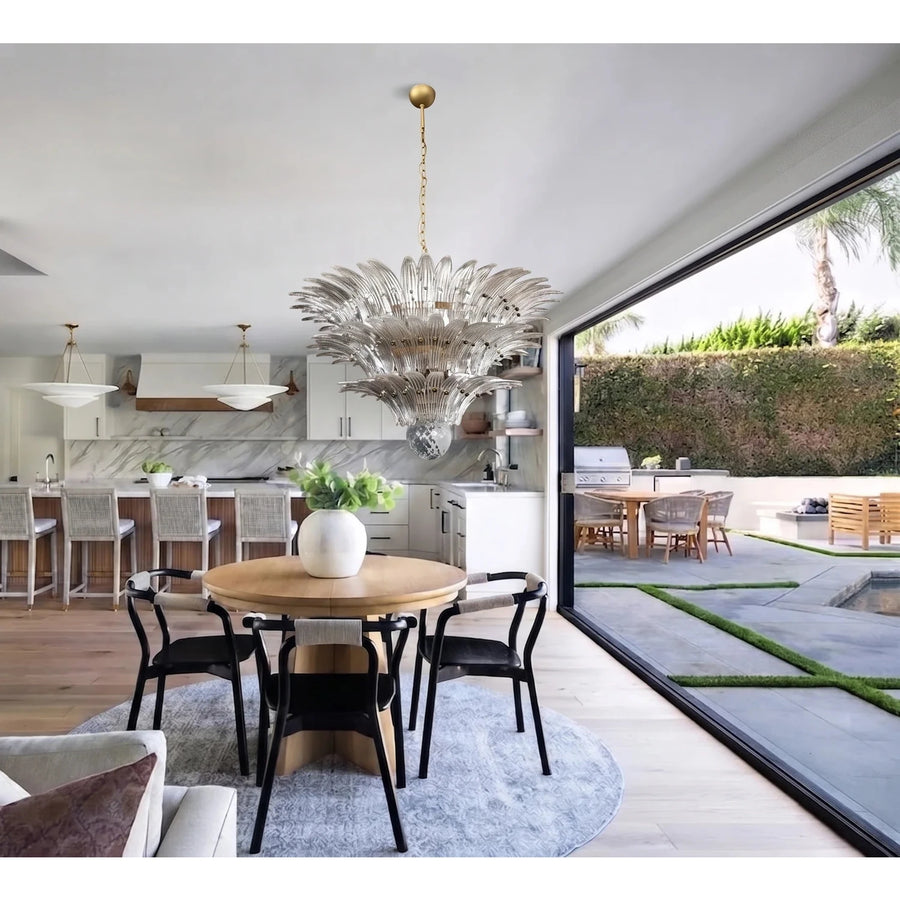 Modern Palm Leaf Chandelier in clear glass for Dining Room by AUVIELIGHT