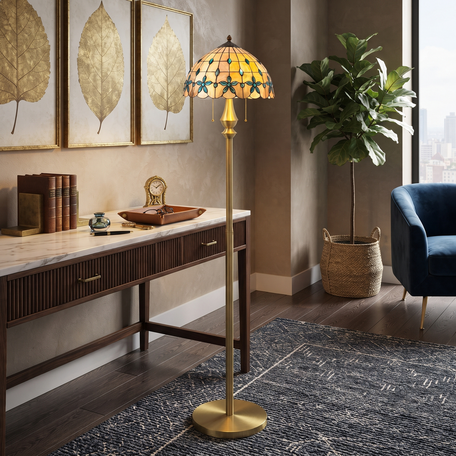 Peacock Mosaic Floor Lamp for Living Room light fixture by AUVIELIGHT