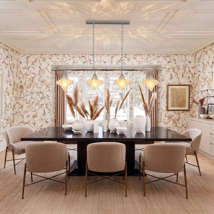 Sculptural Diamond Star Chandelier in amber glass for Dining Room by AUVIELIGHT