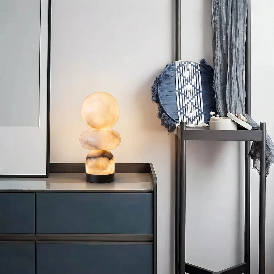 Stacked Table Lamp in alabaster for Living Room light fixture by AUVIELIGHT
