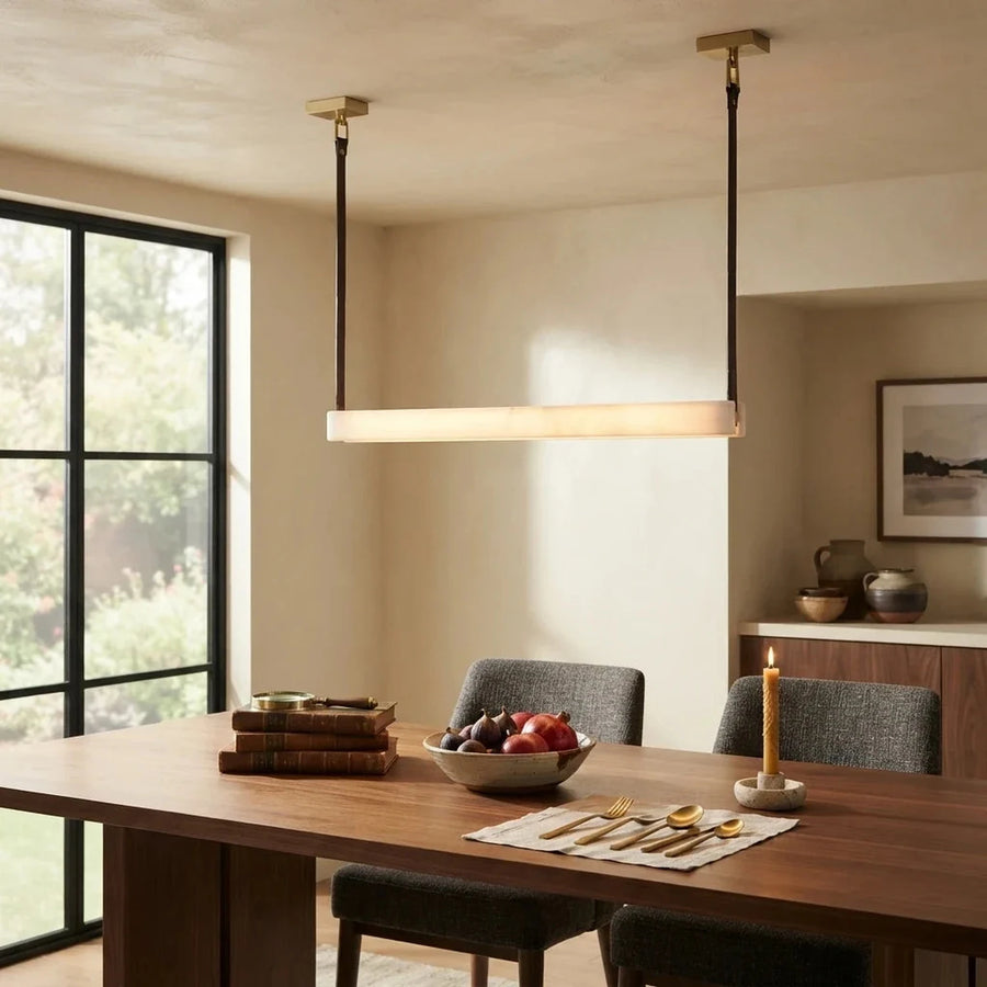 Strap Linear Pendant Light in alabaster for Kitchen Island by AUVIELIGHT