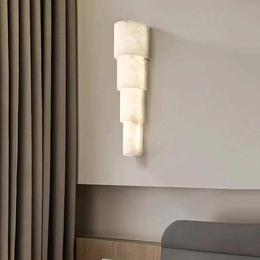 Tiered Column Wall Sconce in alabaster for Hallway light fixture by AUVIELIGHT