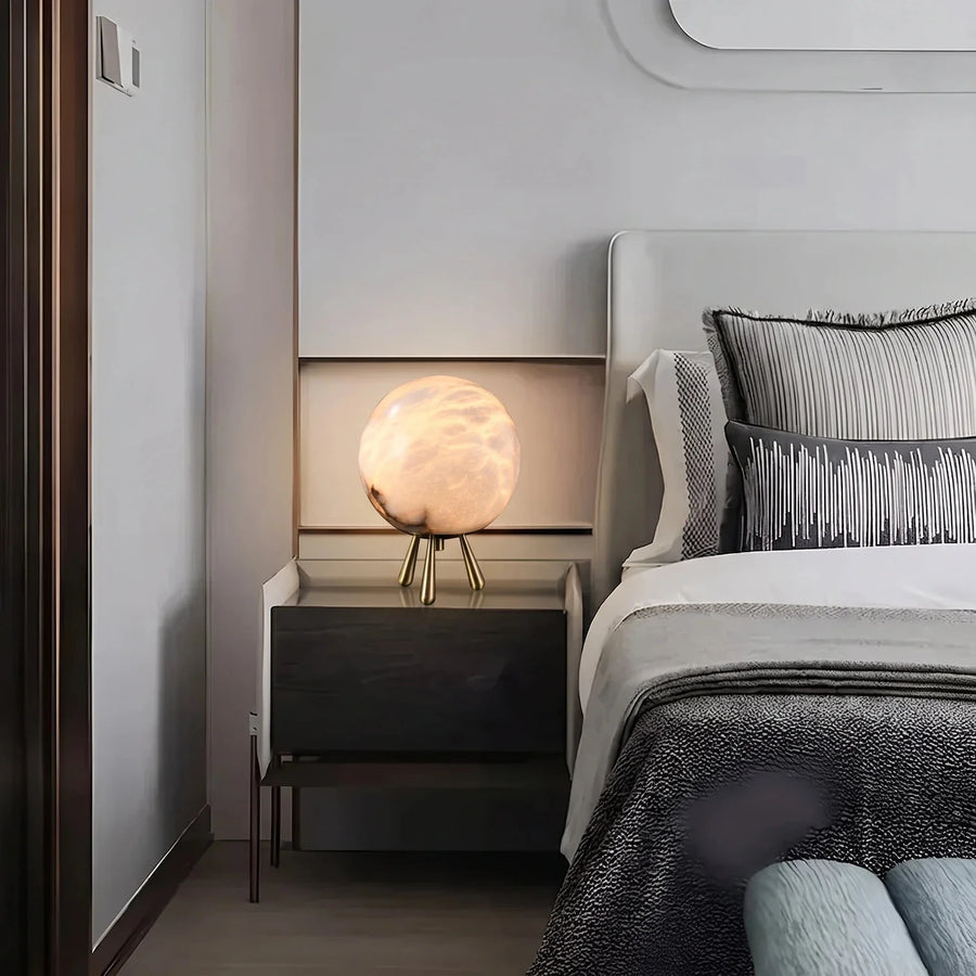 Tripod Lamp in alabaster for Living Room light fixture by AUVIELIGHT
