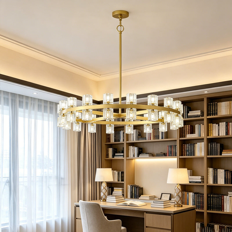 Two-Tier Wagon Wheel Chandelier in crystal for Dining Room by AUVIELIGHT