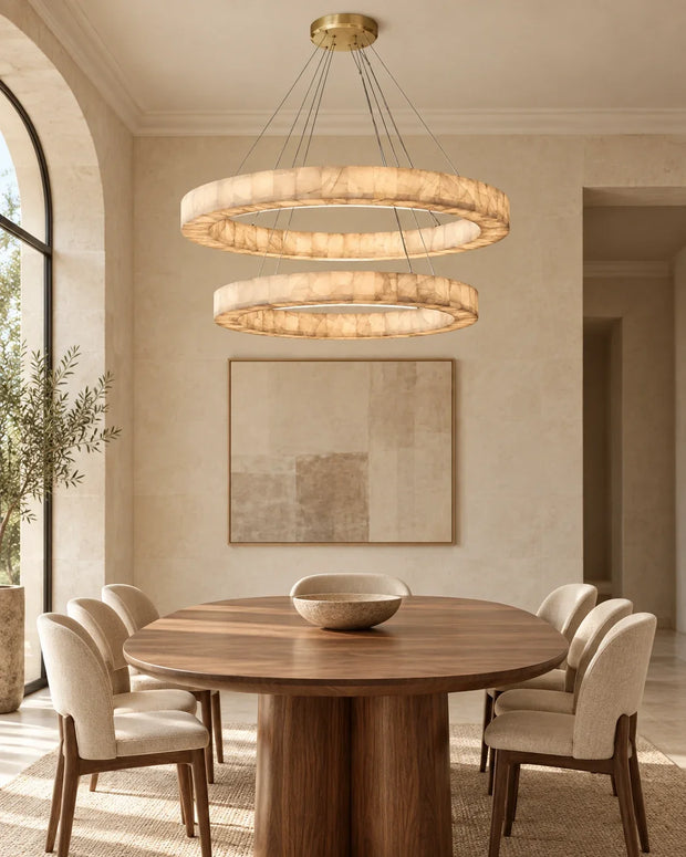 New designer lighting arrivals in a warm contemporary dining room — AUVIELIGHT