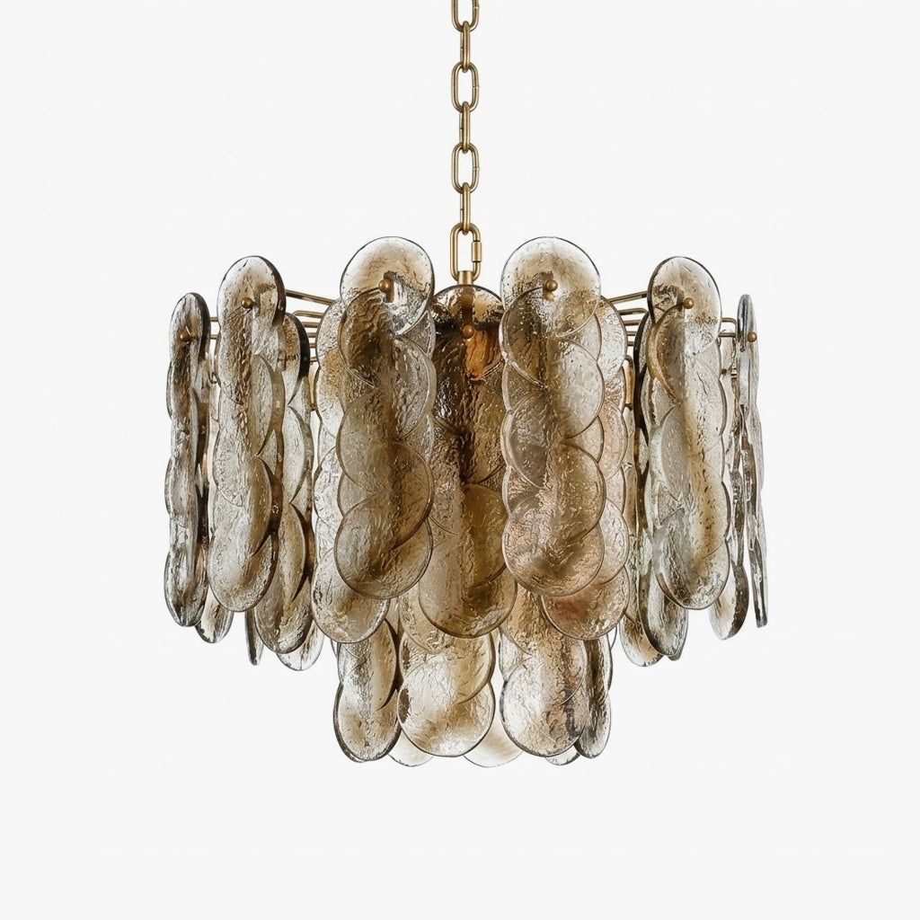Interlocking Disc Chandelier for Dining Room by AUVIELIGHT, Dia 36cm x H 36cm / ∅ 14.2″ x H 14.2″ / Smoky Grey & Gold and 3 other sizes