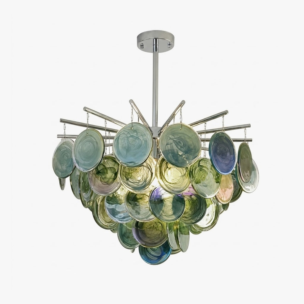 Disc Chandelier in glass for Dining Room by AUVIELIGHT