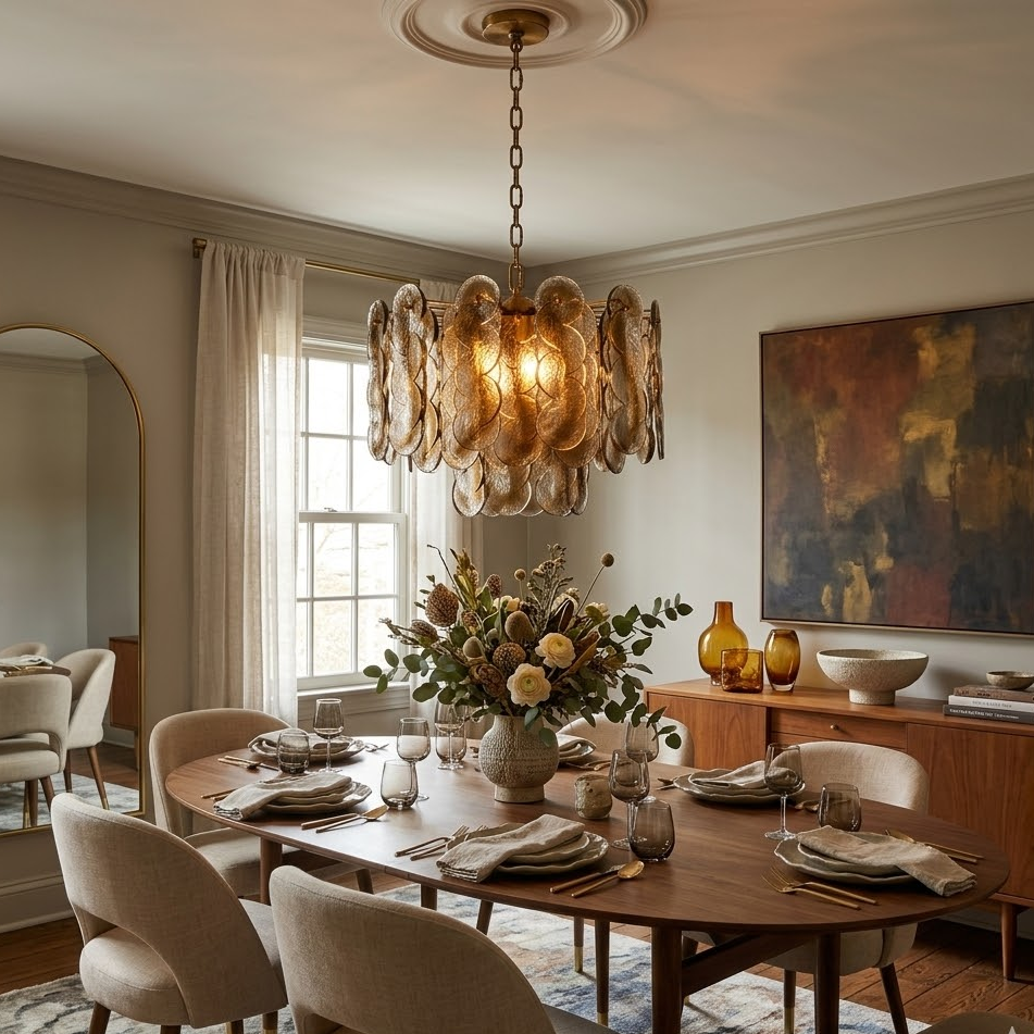 Interlocking Disc Chandelier for Dining Room by AUVIELIGHT
