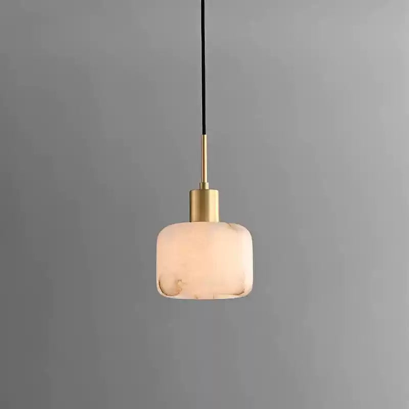 Halden Drum Pendant Light in alabaster for Kitchen Island by AUVIELIGHT