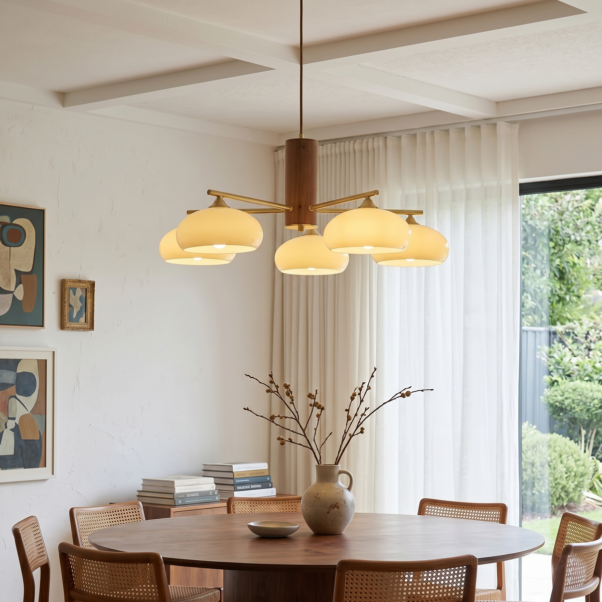Elliptical Persimmon Chandelier for Dining Room by AUVIELIGHT