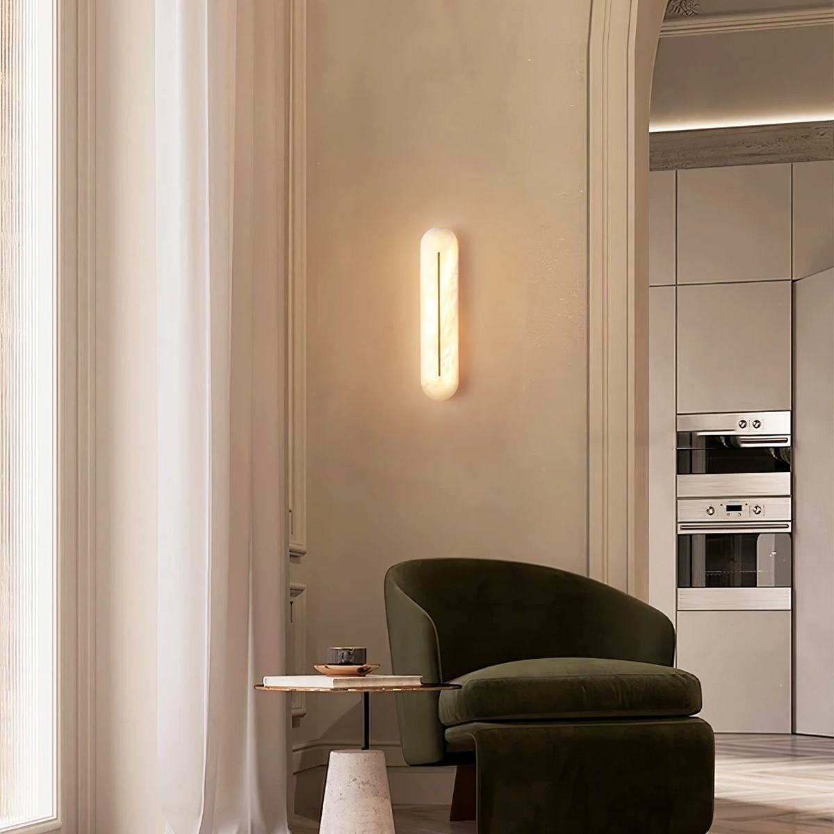 Vertical Wall Sconce in alabaster for Hallway by AUVIELIGHT