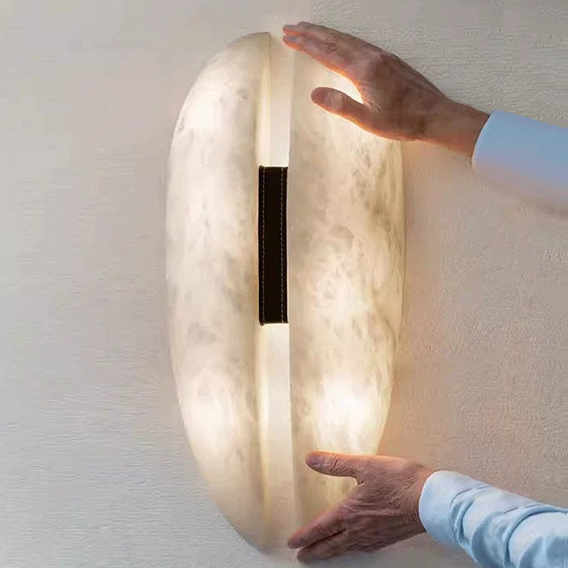 Veil Wall Light in alabaster for Hallway by AUVIELIGHT