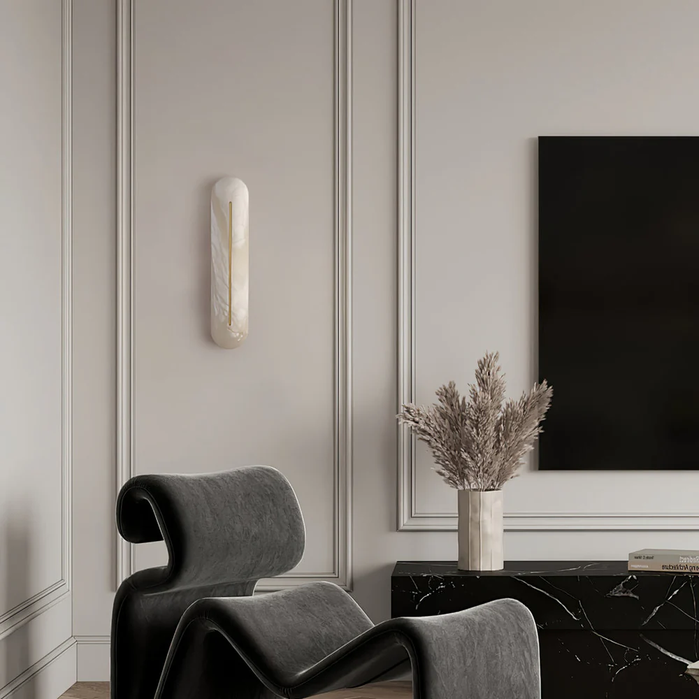 Vertical Wall Sconce in alabaster for Hallway by AUVIELIGHT