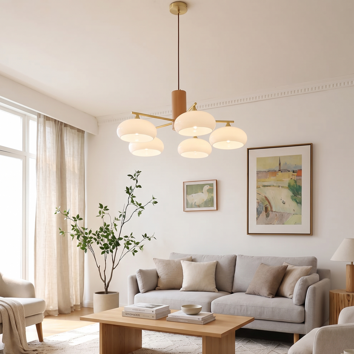 Elliptical Persimmon Chandelier for Dining Room by AUVIELIGHT