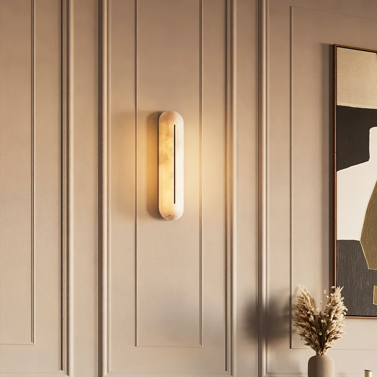 Vertical Wall Sconce in alabaster for Hallway by AUVIELIGHT