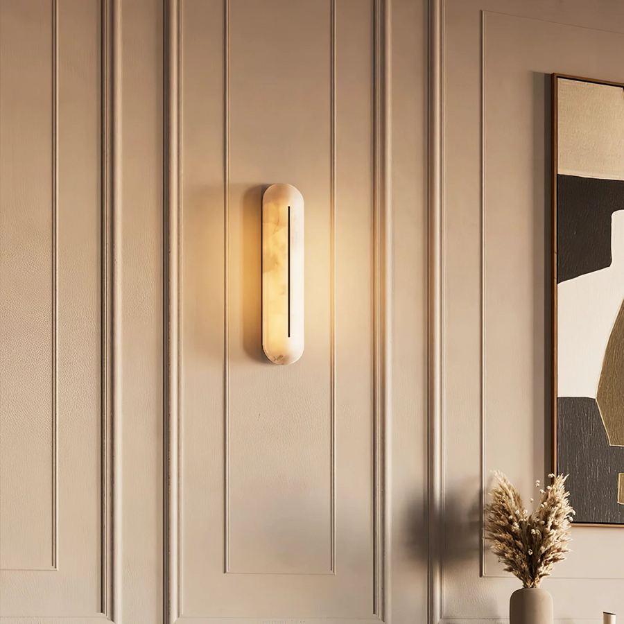 Vertical Wall Sconce in alabaster for Hallway by AUVIELIGHT
