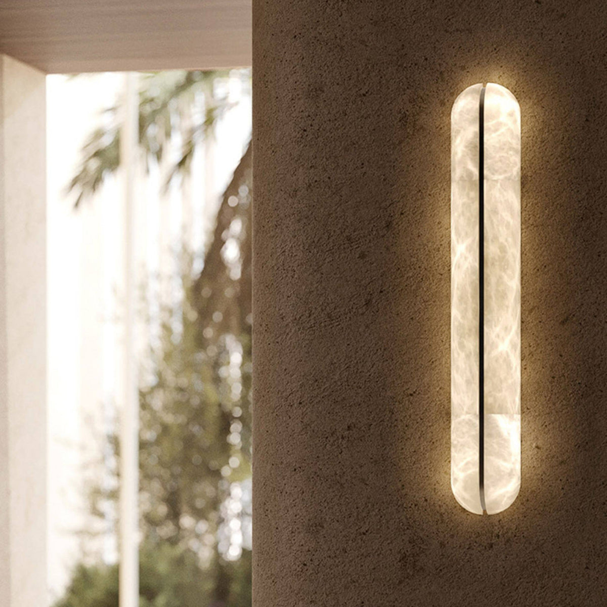 Vertical Wall Sconce in alabaster for Hallway by AUVIELIGHT