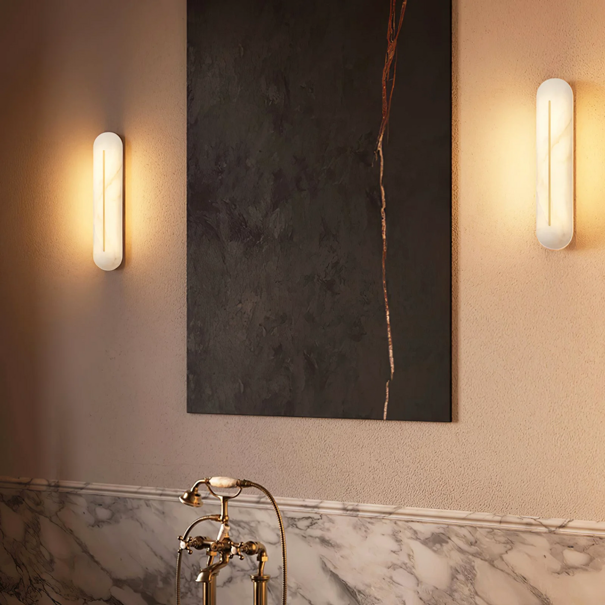 Vertical Wall Sconce in alabaster for Hallway by AUVIELIGHT