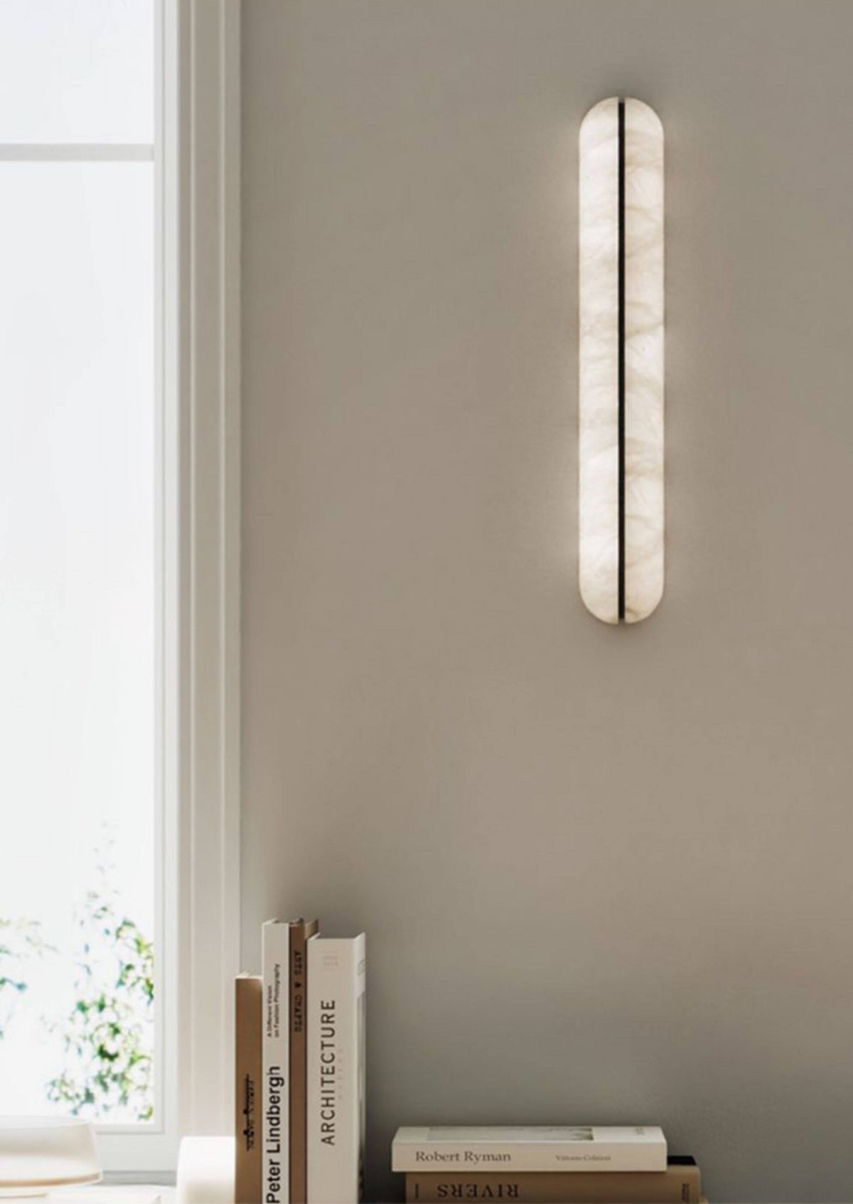 Vertical Wall Sconce in alabaster for Hallway by AUVIELIGHT