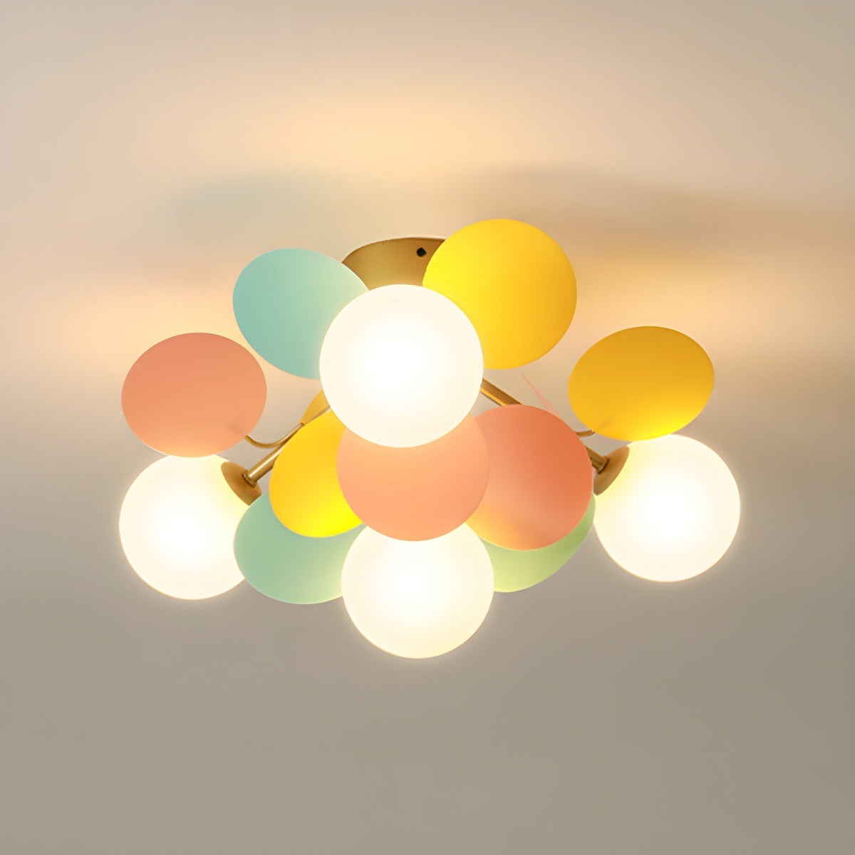 Pastel Petal Semi-Flush Mount for Low Ceilings by AUVIELIGHT