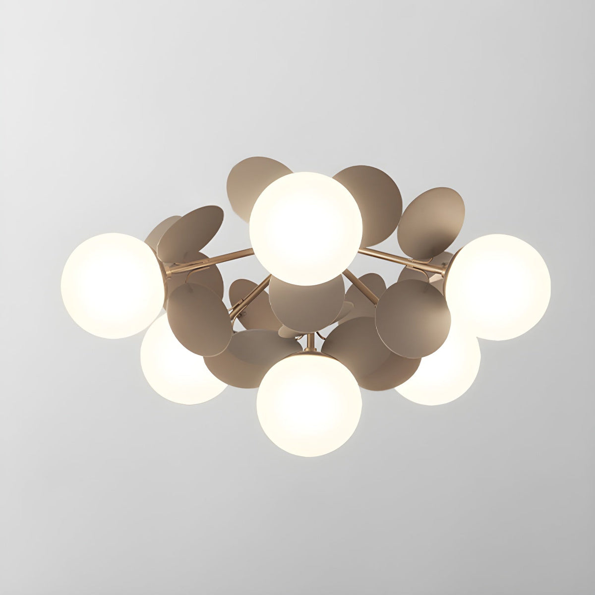 Pastel Petal Semi-Flush Mount for Low Ceilings by AUVIELIGHT, ∅20.5" × H12.5" (52 × 32 cm) · 18 discs / Grey