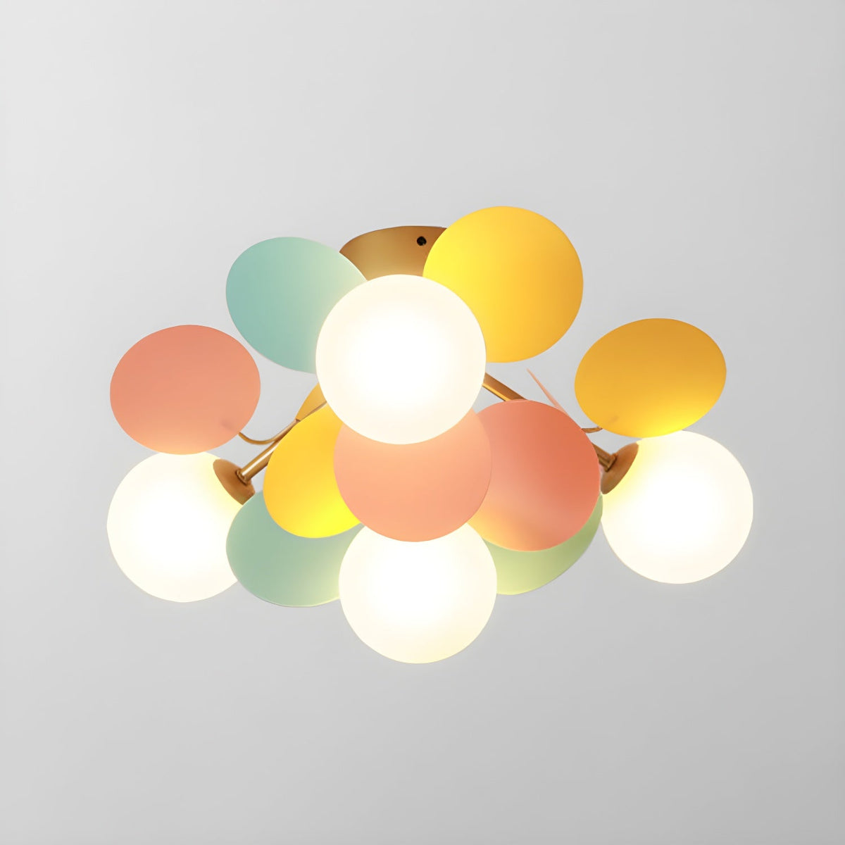 Pastel Petal Semi-Flush Mount for Low Ceilings by AUVIELIGHT, ∅20.5" × H12.5" (52 × 32 cm) · 12 discs / Colorful