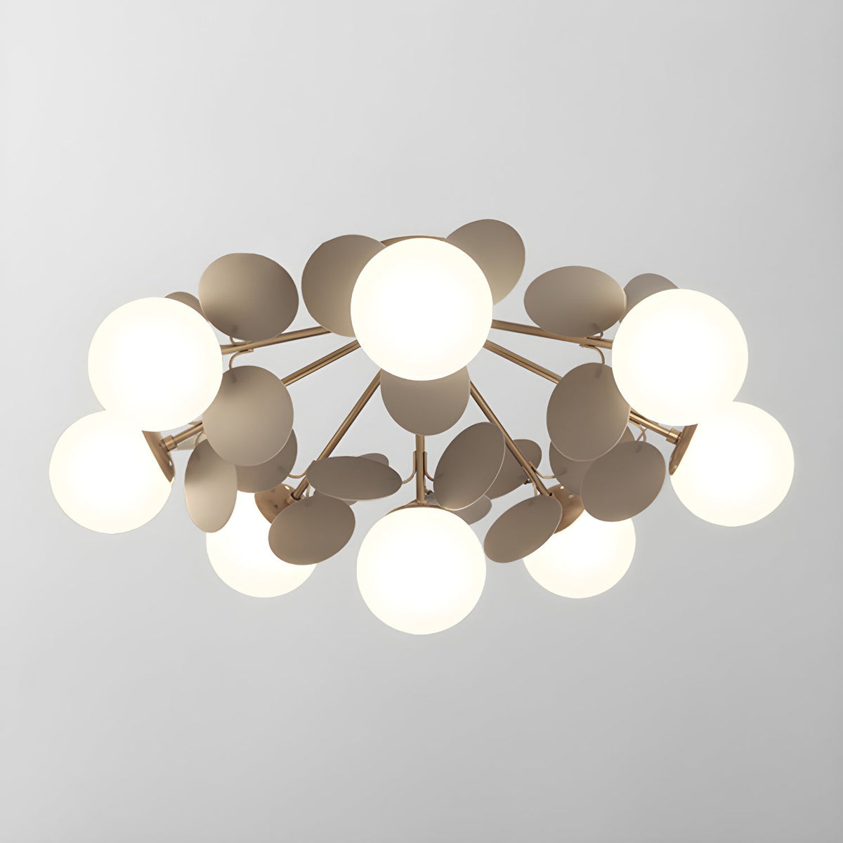Pastel Petal Semi-Flush Mount for Low Ceilings by AUVIELIGHT, ∅28.3" × H15" (72 × 38 cm) · 24 discs / Grey
