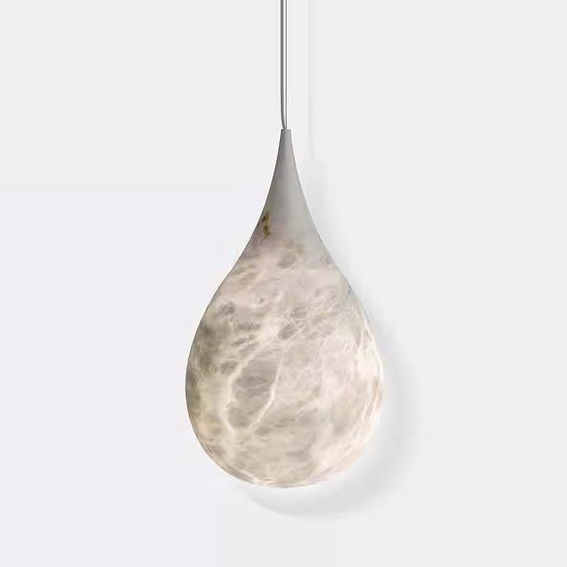 Tova Teardrop Pendant Light in alabaster for Kitchen Island by AUVIELIGHT, Dia 15 cm × H 28cm / ∅ 5.9″ × H 11.0″ / White & Brass and 2 other