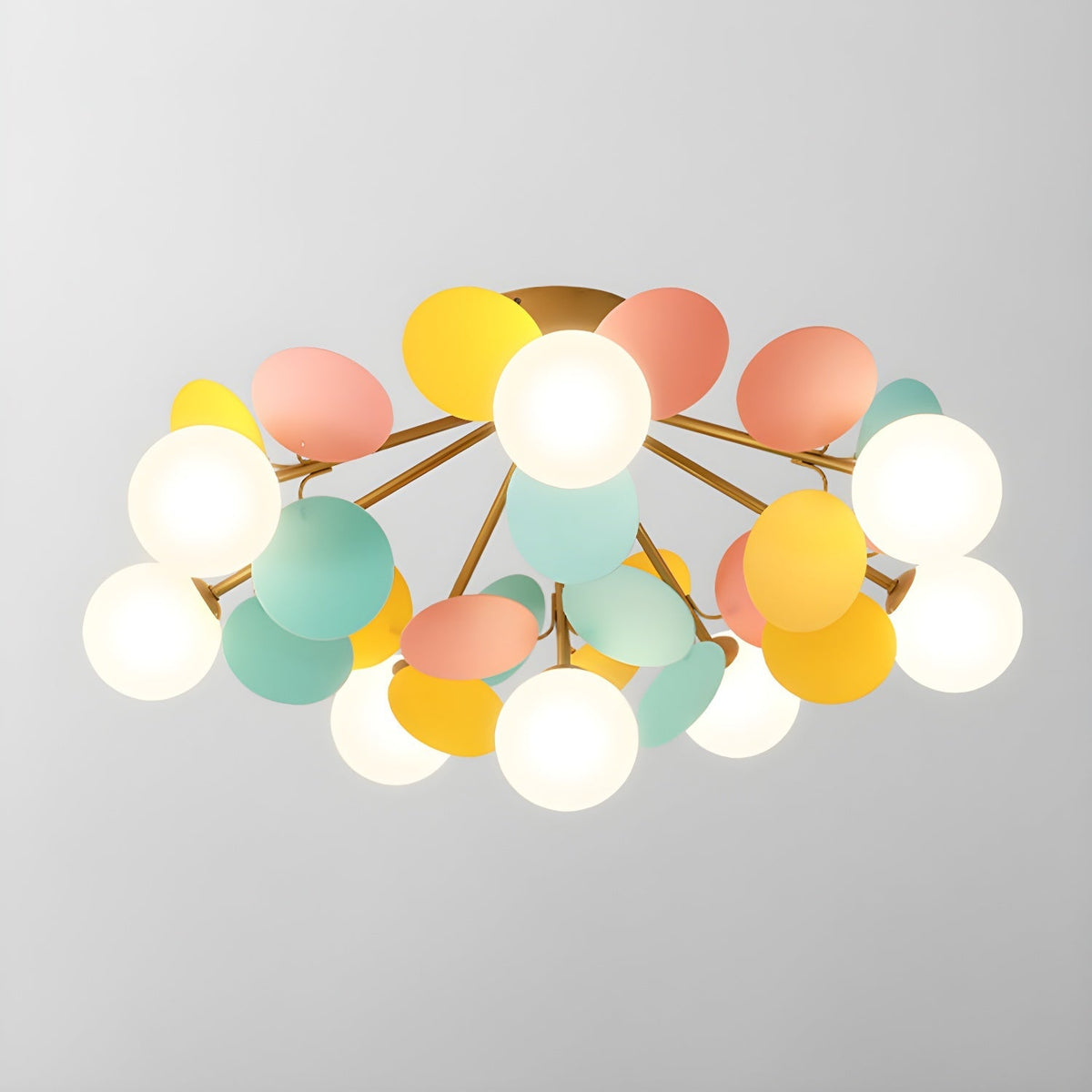 Pastel Petal Semi-Flush Mount for Low Ceilings by AUVIELIGHT