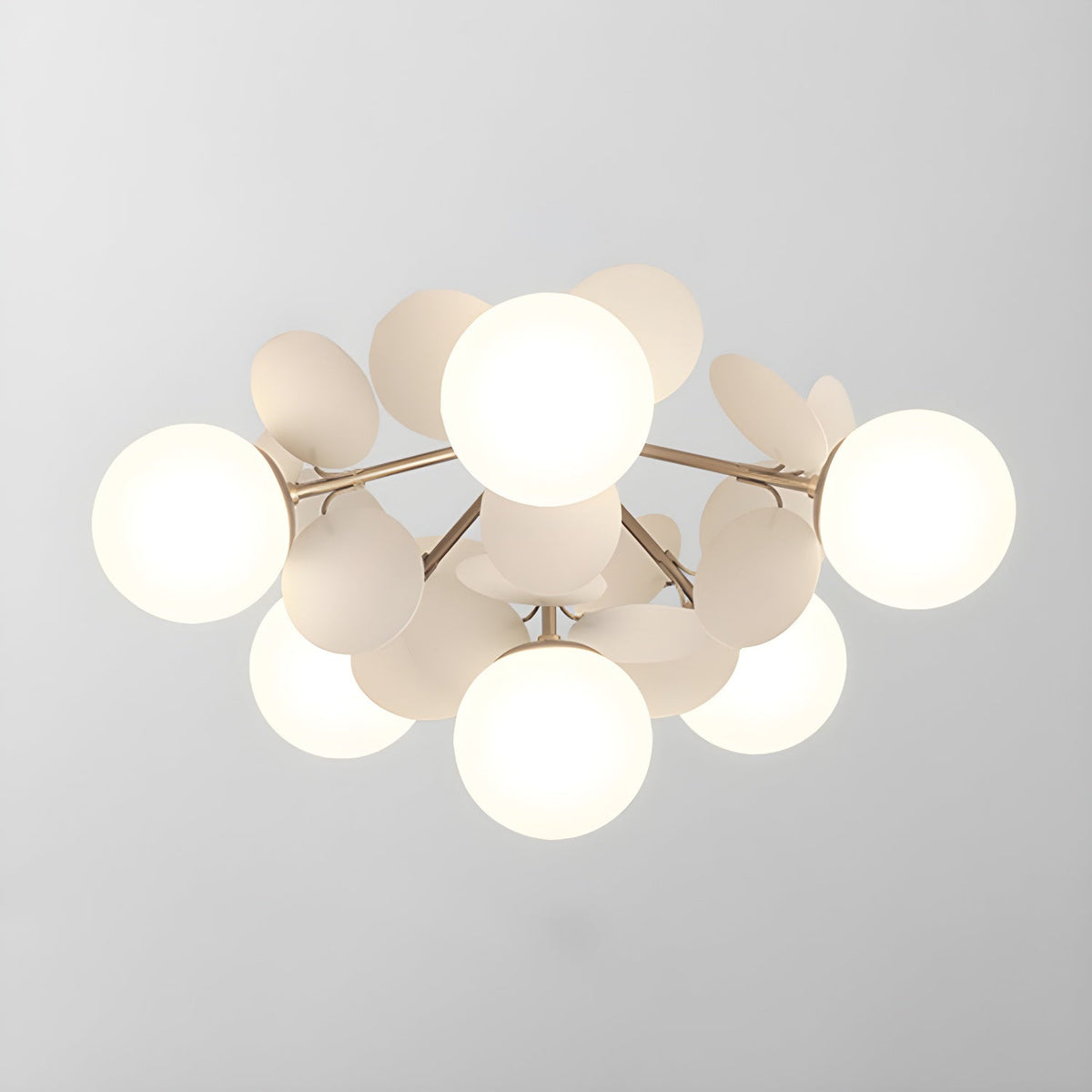 Pastel Petal Semi-Flush Mount for Low Ceilings by AUVIELIGHT, ∅20.5" × H12.5" (52 × 32 cm) · 18 discs / White