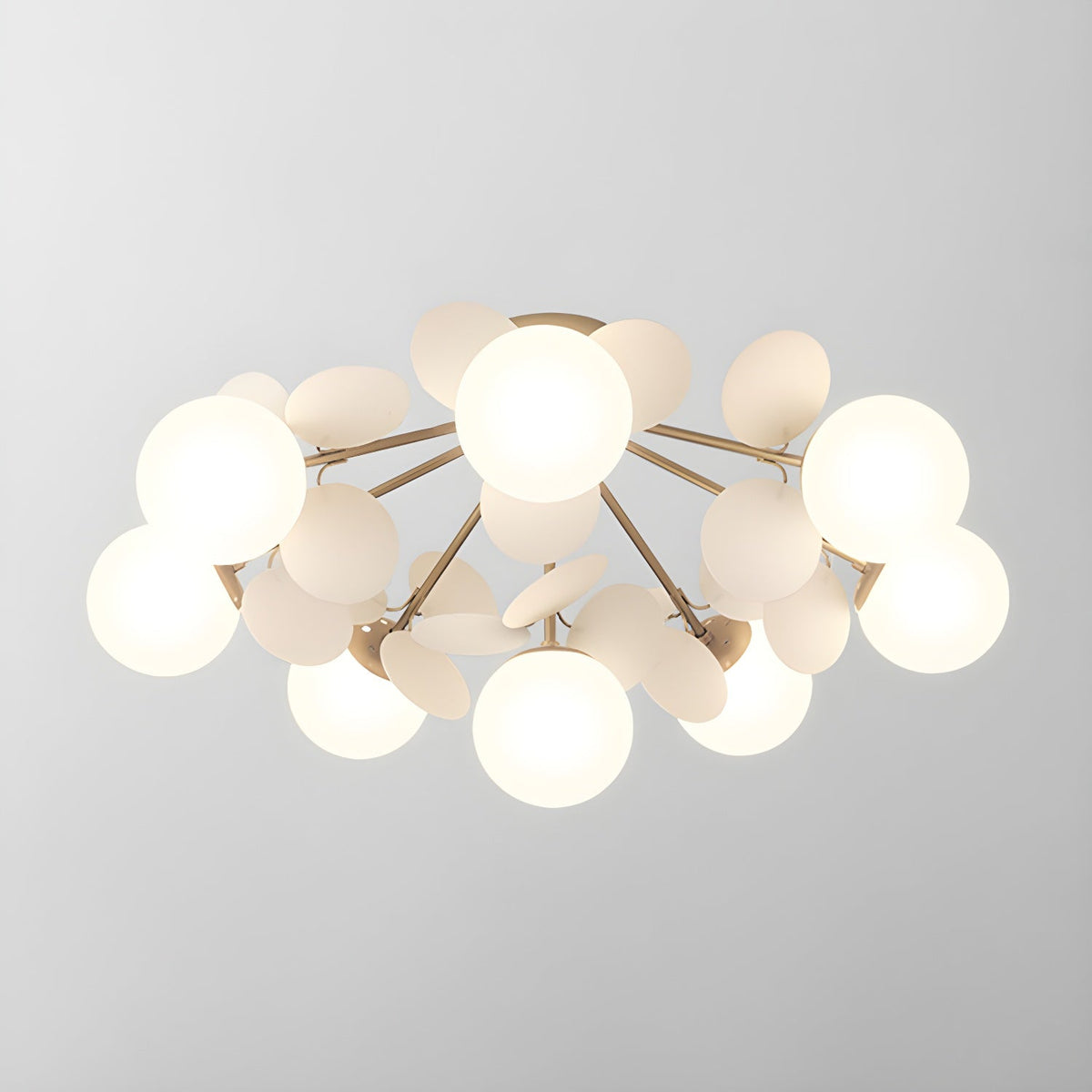 Pastel Petal Semi-Flush Mount for Low Ceilings by AUVIELIGHT, ∅28.3" × H15" (72 × 38 cm) · 24 discs / White