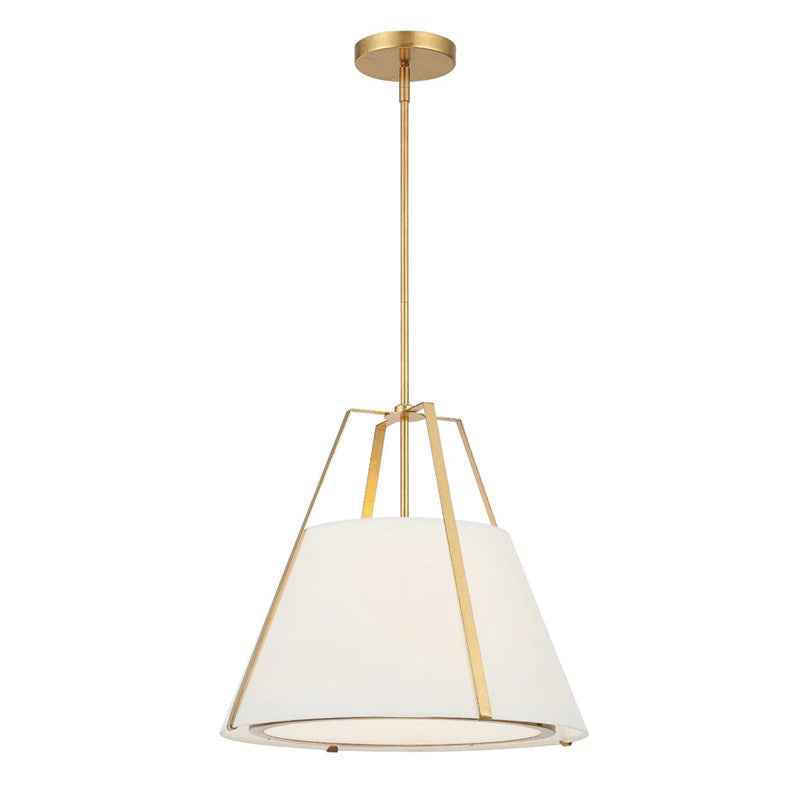 Callista Fabric Lantern Pendant Light for Kitchen Island by AUVIELIGHT, Dia 50cm x H 47cm / ∅ 19.7″ x H 18.5″ / White & White
