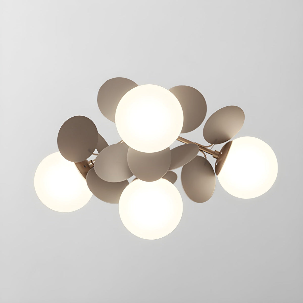 Pastel Petal Semi-Flush Mount for Low Ceilings by AUVIELIGHT, ∅20.5" × H12.5" (52 × 32 cm) · 12 discs / Grey