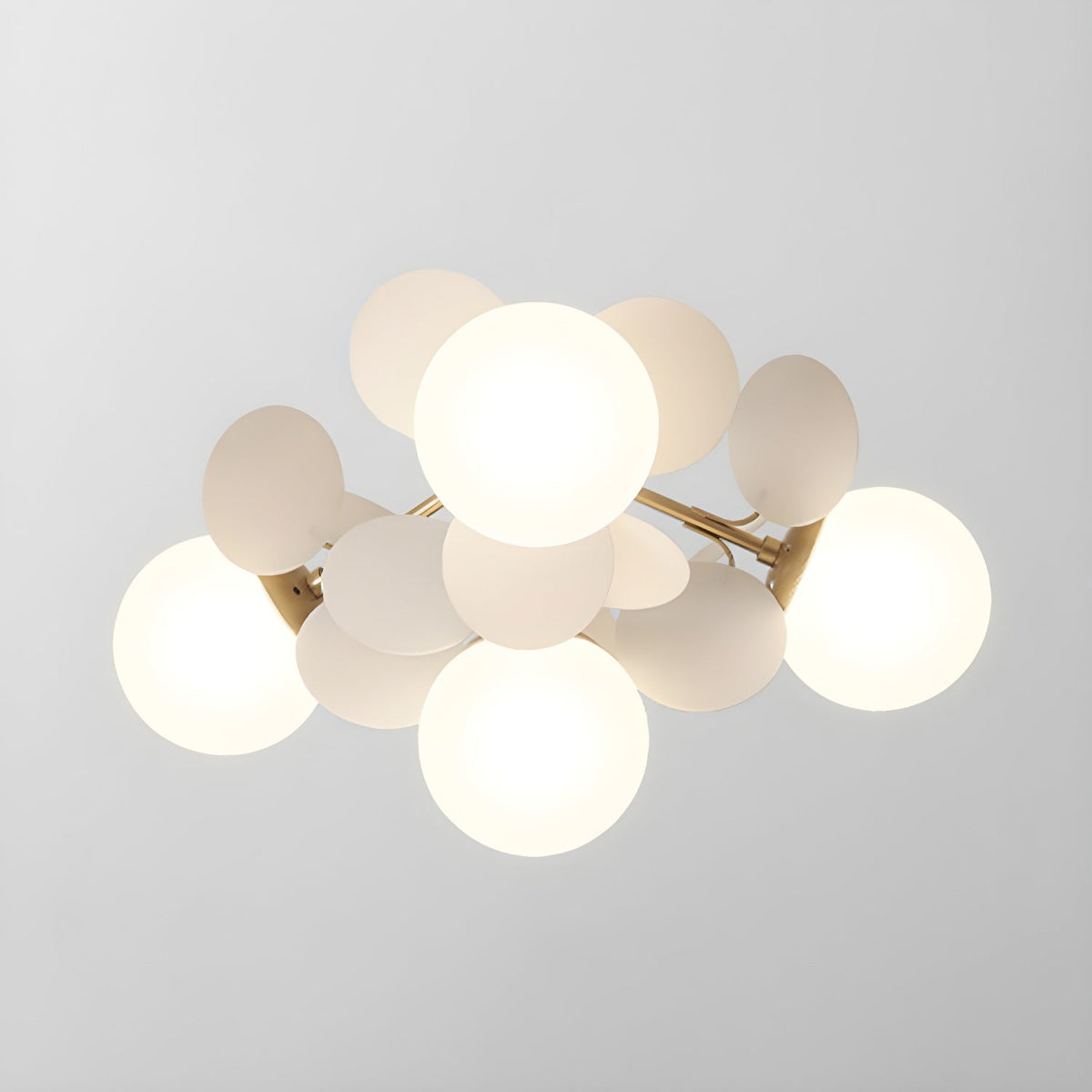 Pastel Petal Semi-Flush Mount for Low Ceilings by AUVIELIGHT, ∅20.5" × H12.5" (52 × 32 cm) · 12 discs / White
