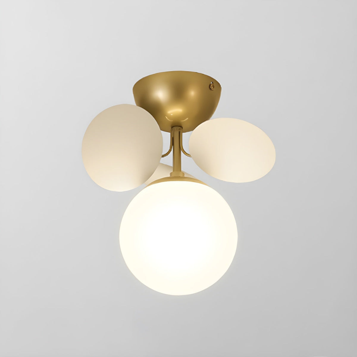 Pastel Petal Semi-Flush Mount for Low Ceilings by AUVIELIGHT, ∅10" × H9.1" (25.5 × 23 cm) · 3 discs / White