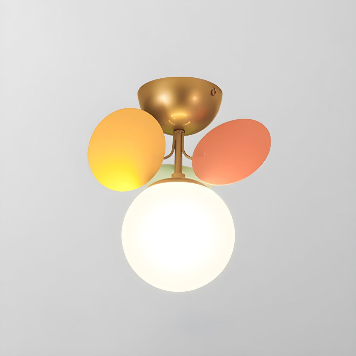 Pastel Petal Semi-Flush Mount for Low Ceilings by AUVIELIGHT, ∅10" × H9.1" (25.5 × 23 cm) · 3 discs / Colorful