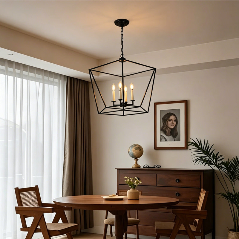 Geometric Cage Chandelier for Dining Room by AUVIELIGHT